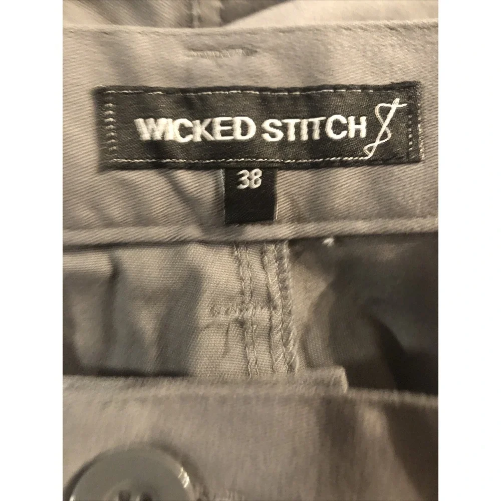Wicked Stitch Men's 38 4 Way Flex Cargo Work‎ Active Pants Grey Flat Front NEW